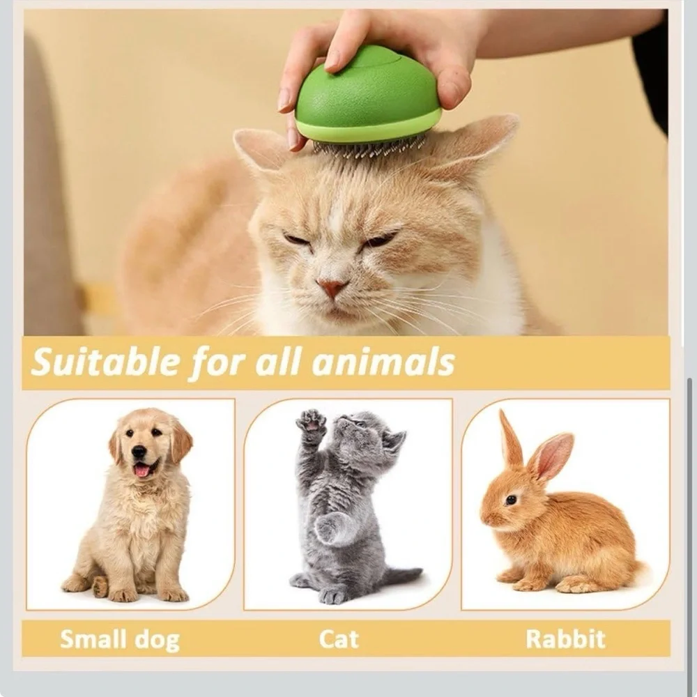 Fruit Shape Lemon Pet Grooming Brush One-Key Release Shedding, Stainless Pins